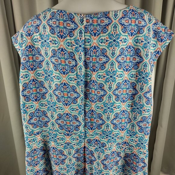 Jessica London Blue Ikat Linen Sheath Dress Plus Size | Empire Waist, Size 26W - Picture 5 of 13